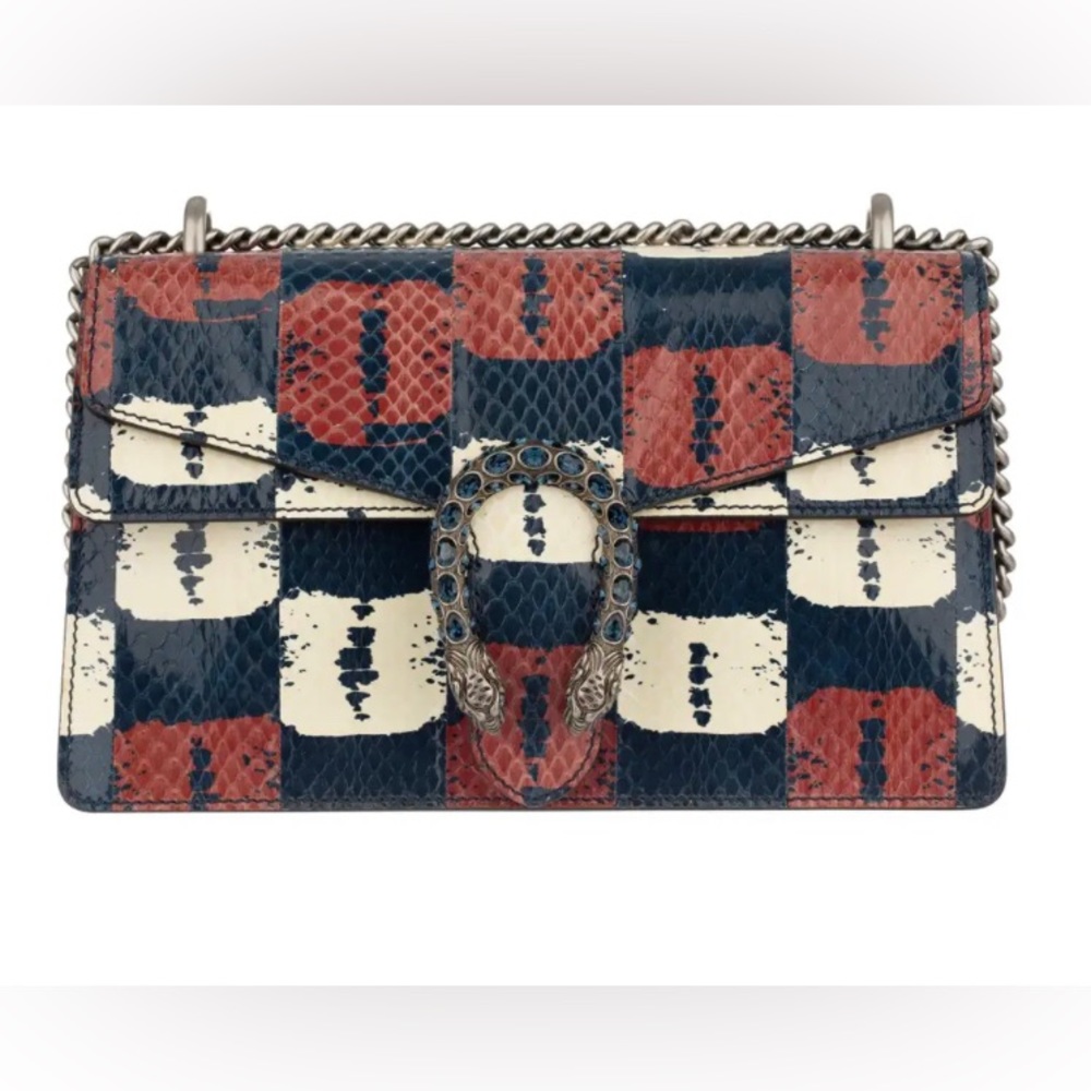 Gucci Dionysus Blue, Red & White Python Shoulder Bag